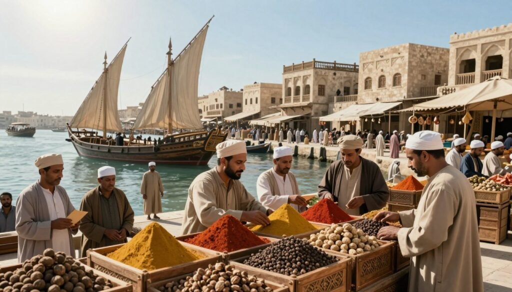 Spice trade cargo moves through Middle East ports toward Venice